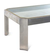 A Modernist Chrome and Brass Low Table in the Style of Willie Rizzo