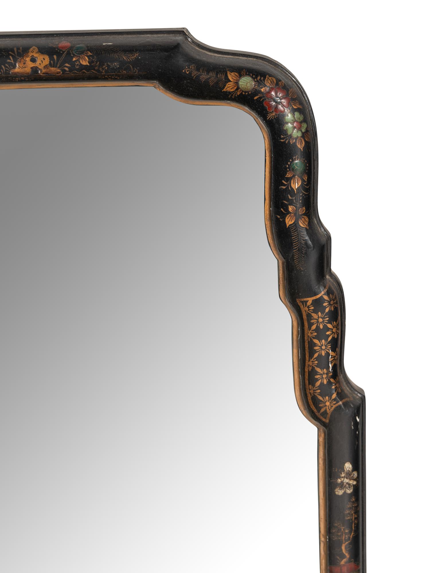 A Queen Anne Style Chinoiserie Decorated Mirror