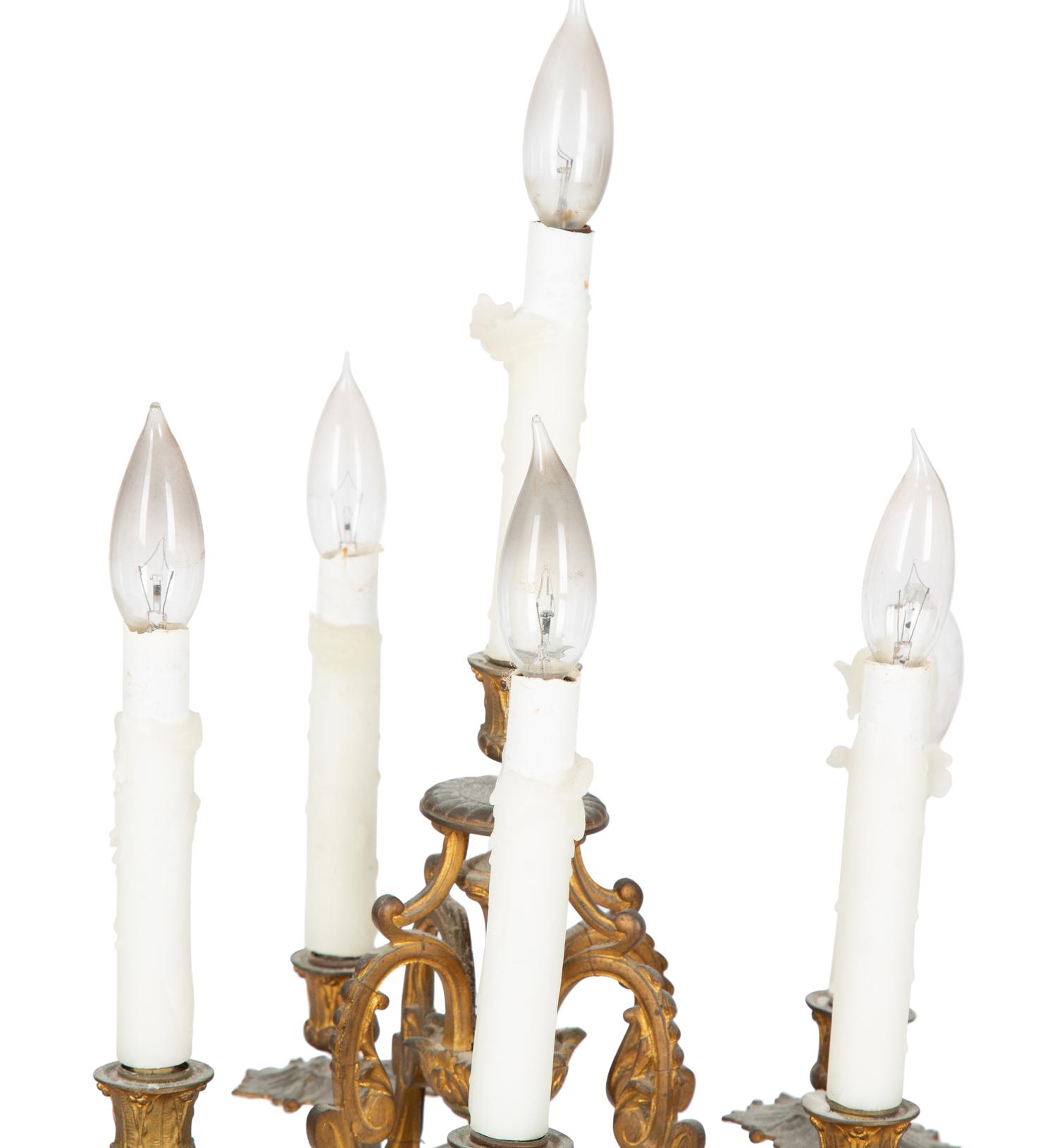 A Louis XVI Style Gilt Bronze Six-Light Candelabrum