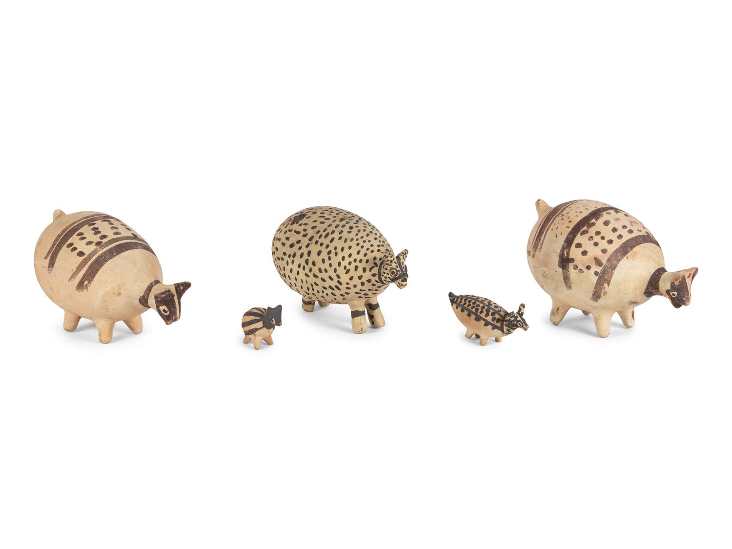 Five Chinese Slip-Glazed Earthenware Animals