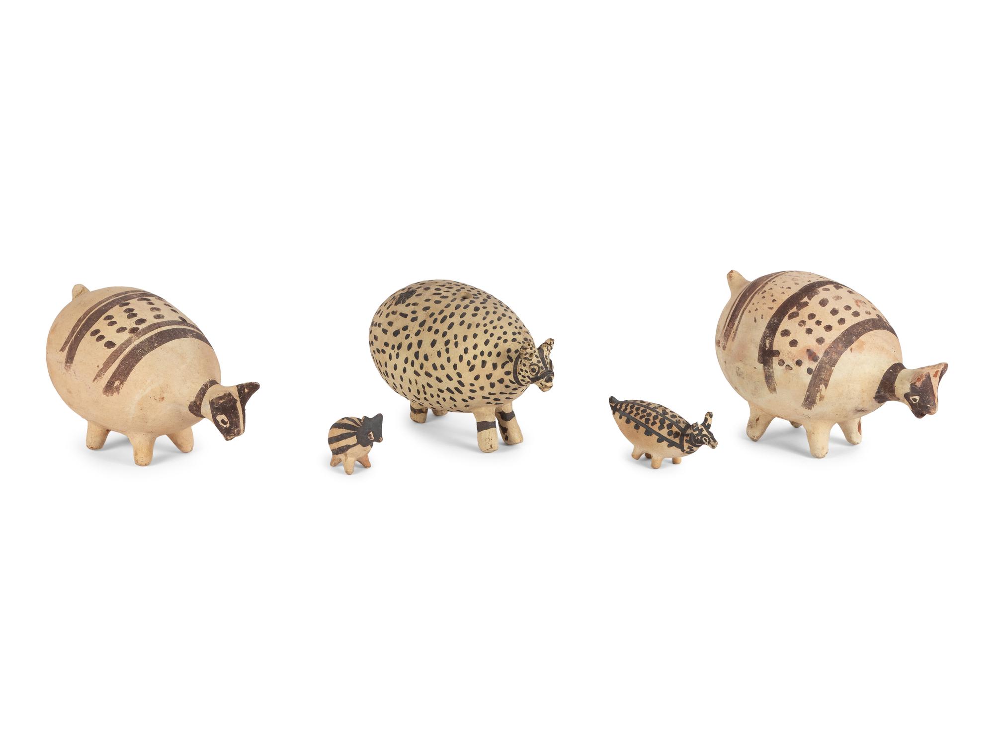 Five Chinese Slip-Glazed Earthenware Animals