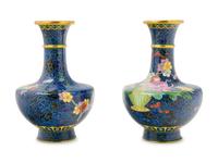 A Pair of Chinese Export Cloisonné Enamel Vases