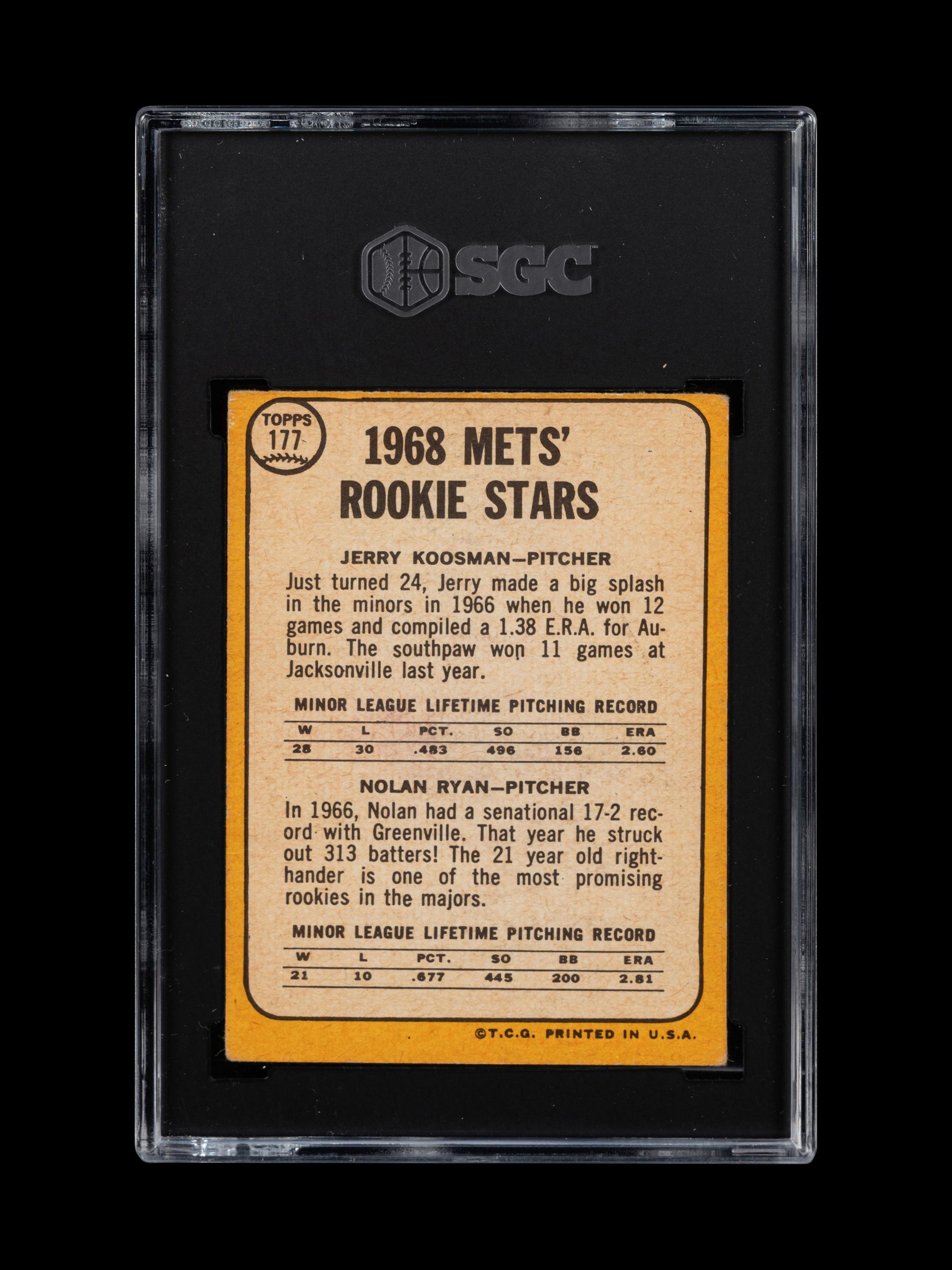 A 1968 Topps Nolan Ryan Rookie Baseball Card No. 177 (SGC 2 GOOD)
