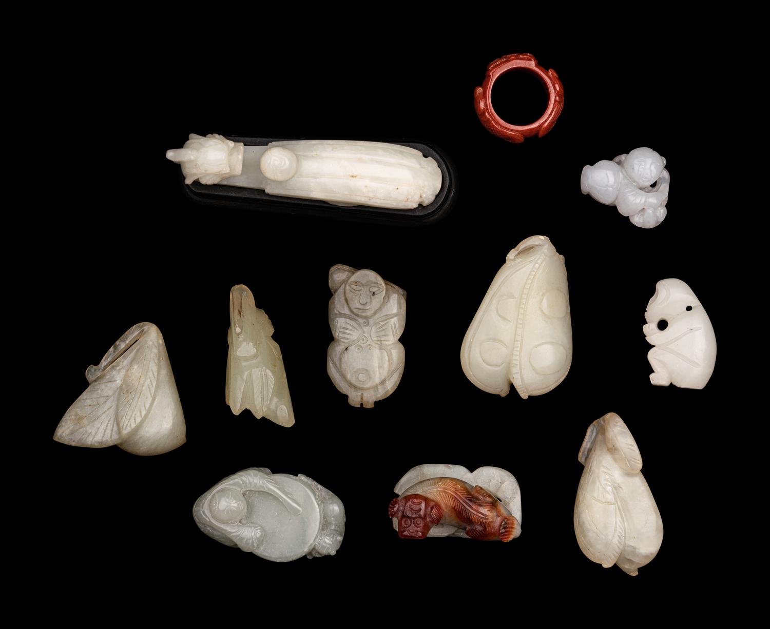 11 Chinese Jade and Hardstone Carvings