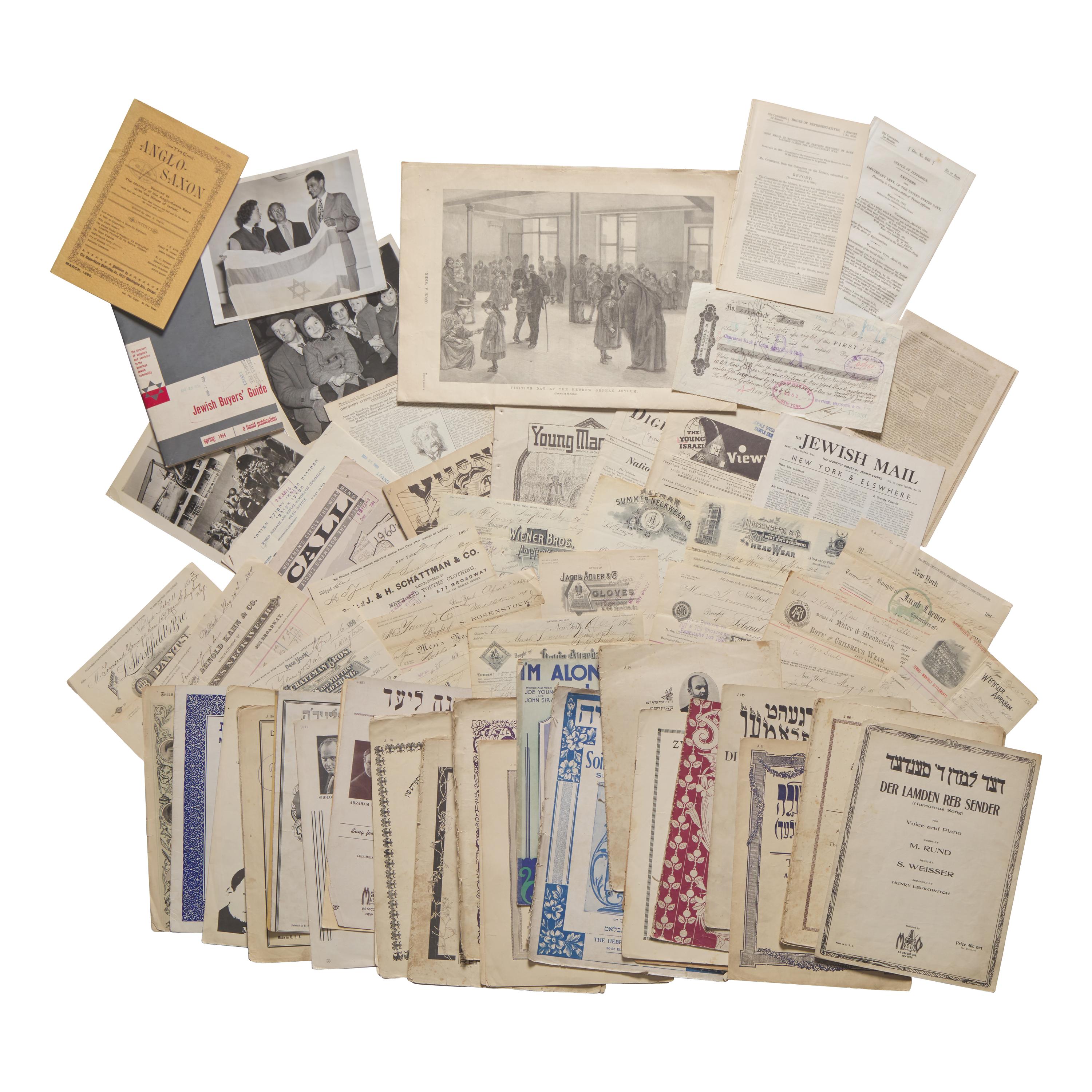 [Judaica] Large Archive of Items Related to Jewish Americans, etc., ca. 1820s-1960s