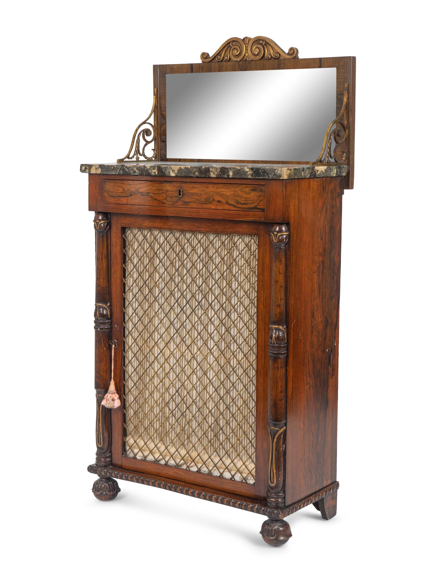 A Regency Style Brass-Mounted Rosewood Chiffonier