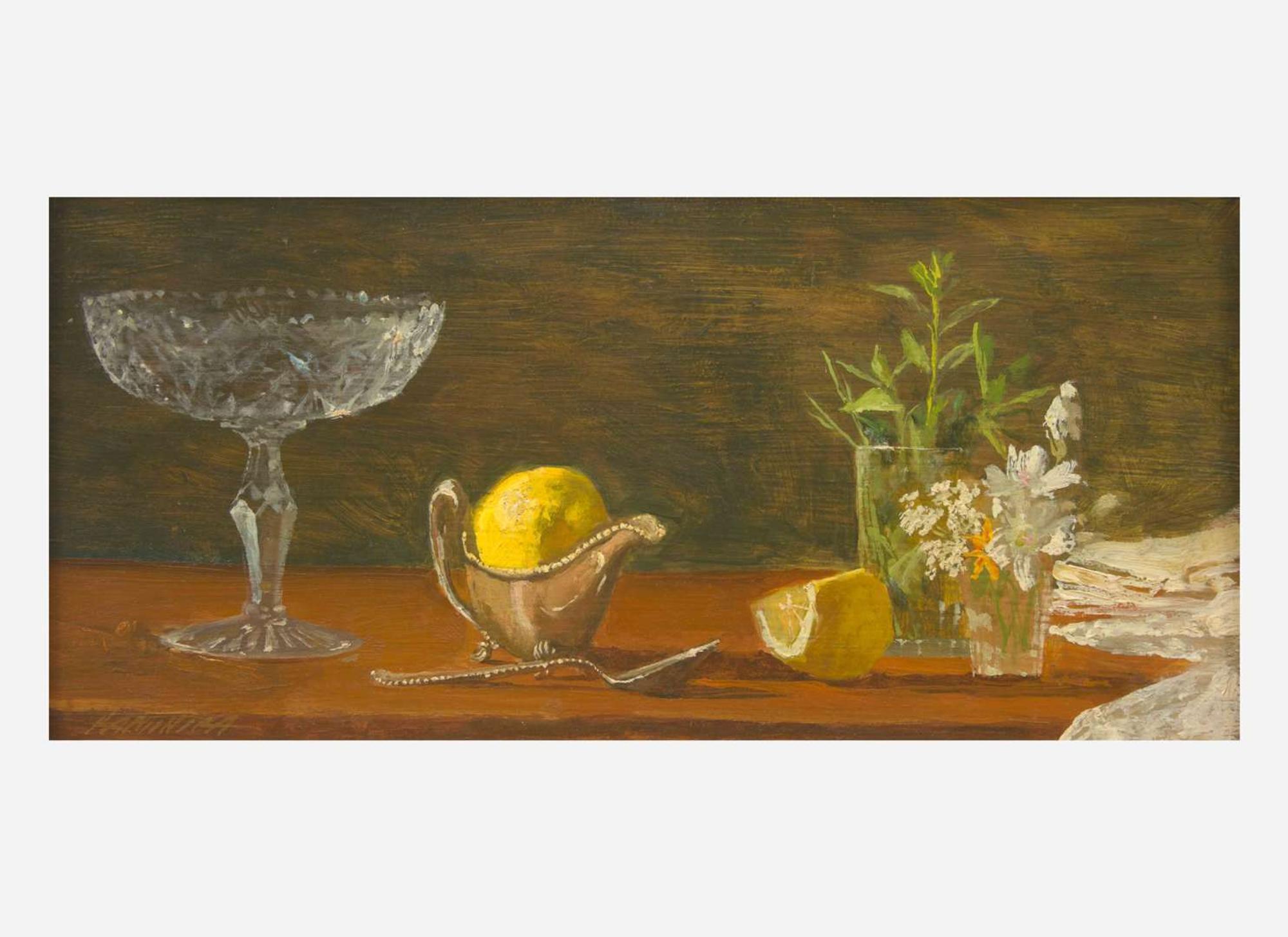 Ben Kamihira (American, 1925-2004) - Lemon in a Silver Creamer (Lemon and cut-glass compote)