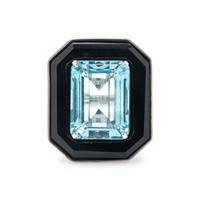 BLUE TOPAZ AND ONYX RING
