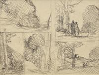 Jean-Baptiste Camille Corot (French, 1796–1875) — Le Jardin de Périclès; Le Grand Bucheron, L'Allée des Peintres, la Tour d'Henri VIII, Griffonnage , 1922