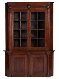 A One-Piece Sheraton Cherry Corner Cupboard
