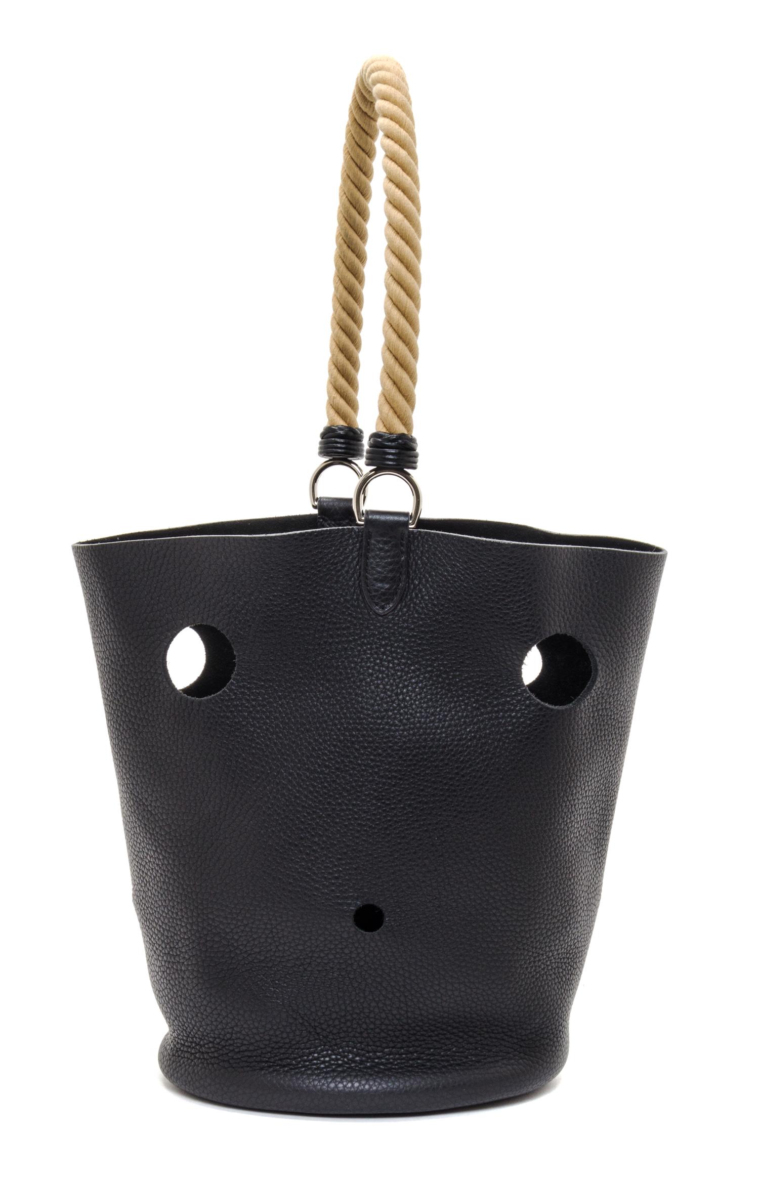 An Hermes Noir Taurillon Clemence Mangeoire PM Handbag, 10" x 8" x 5.5".