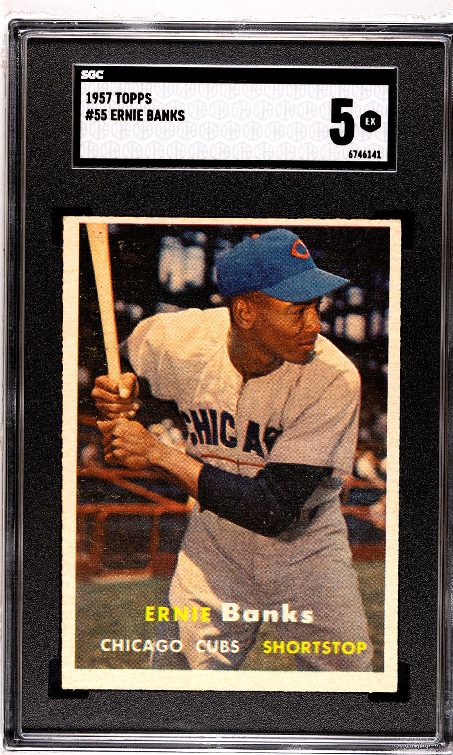 A Group of 1957 Topps Mickey Mantle, Hank Aaron and Ernie Banks Baseball Cards No. 20 (SGC Authentic)