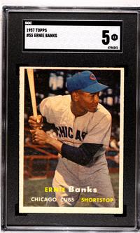 A Group of 1957 Topps Mickey Mantle, Hank Aaron and Ernie Banks Baseball Cards No. 20 (SGC Authentic)
