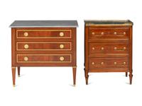 A Small Directoire Brass Mounted Walnut Commode and Associated Later Chest