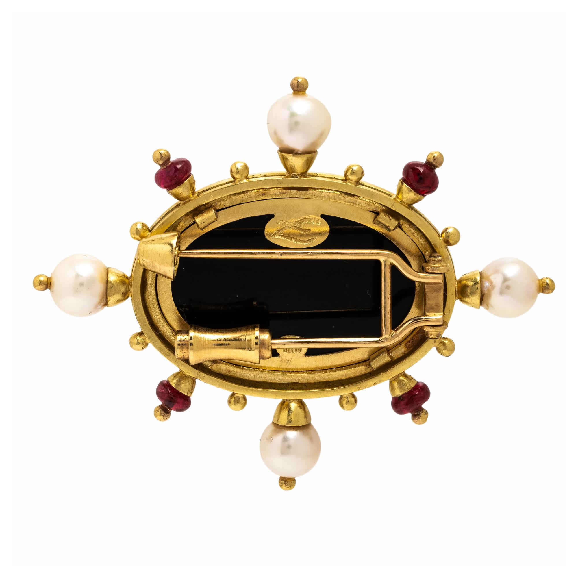 Elizabeth Locke, Multigem and Yellow Gold Brooch
