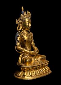 A Sino Tibetan Gilt Bronze Figure of a Bodhisattva