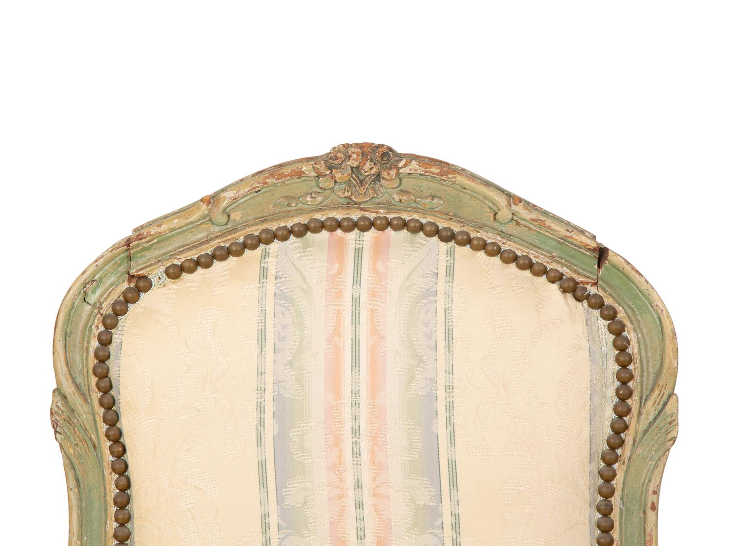 A Pair of Louis XVI Carved and Painted Side Chairs — 20TH CENTURY