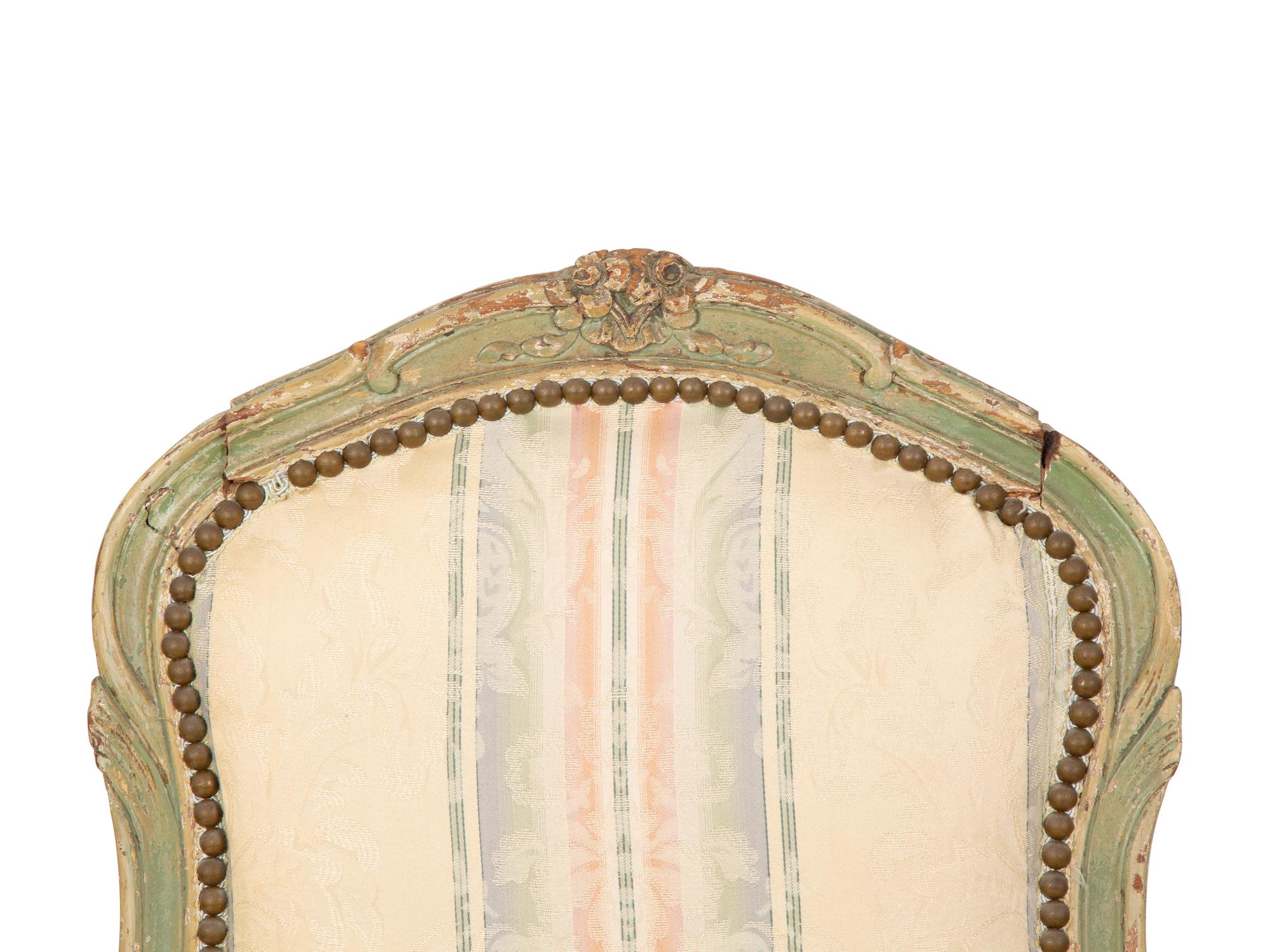 A Pair of Louis XVI Carved and Painted Side Chairs — 20TH CENTURY
