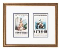 [ADVERTSING]. A group of two framed advertisements for Coleman's California Line, including "Queen of the East" and "Asterion."