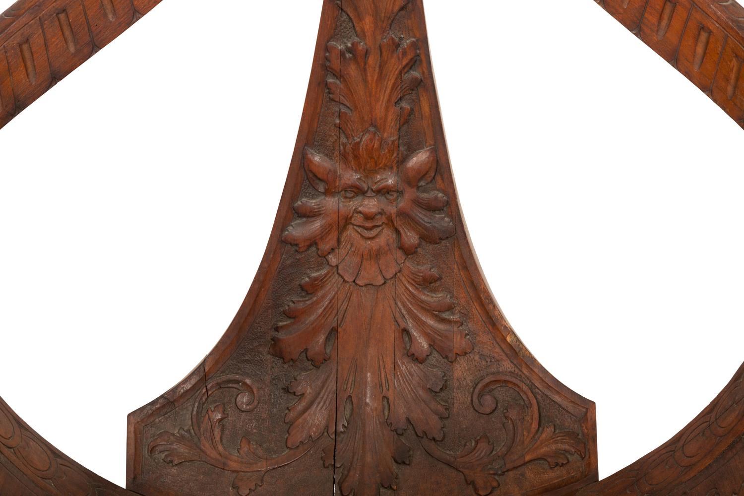 An Italian Carved Mahogany Gondola Chair with Swivel Seat