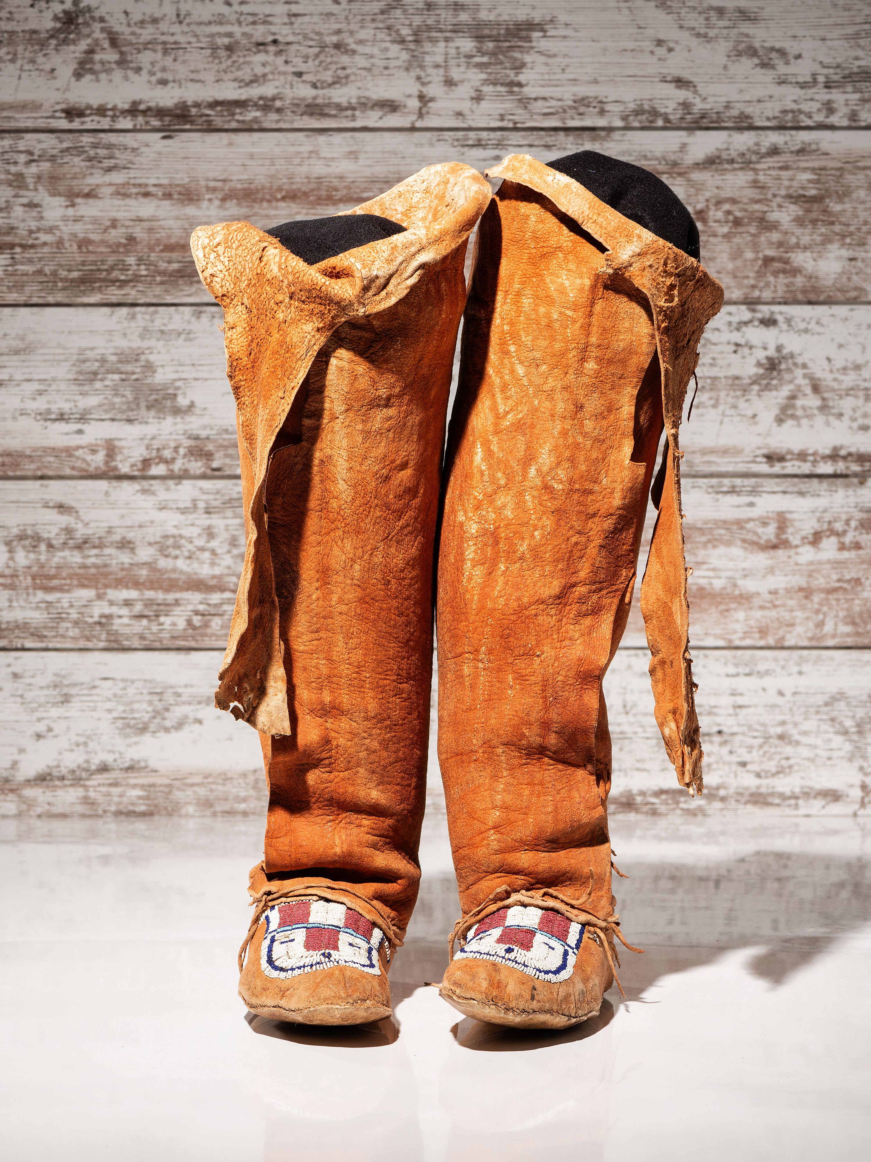 Cheyenne Beaded Hide Boot Moccasins