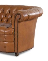 A Pair of Faux Leather Upholstered Chesterfield Sofas