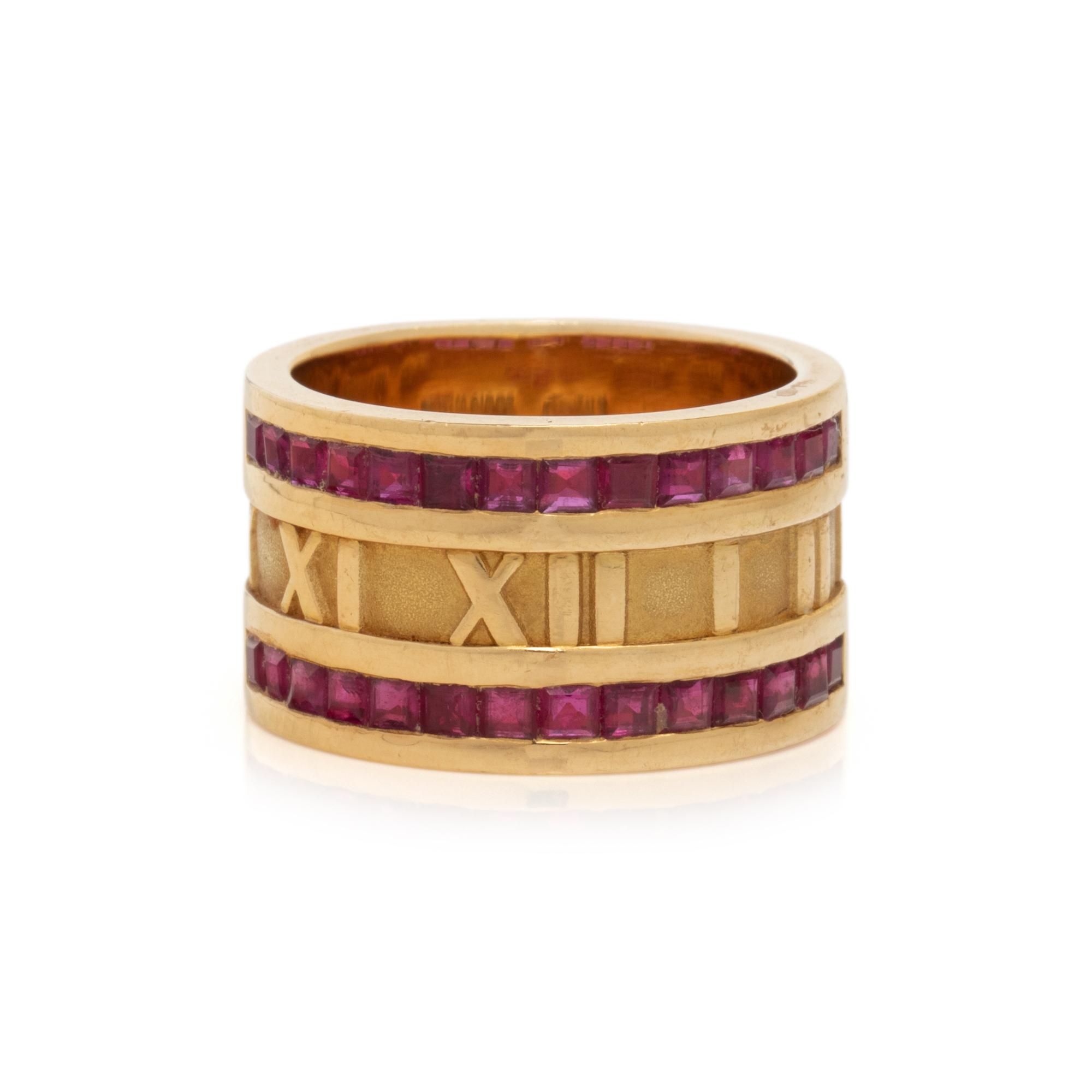 TIFFANY & CO., YELLOW GOLD AND RUBY 'ATLAS' RING