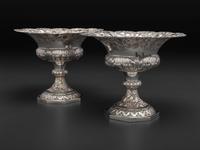 A Pair of American Repousse Silver Compotes