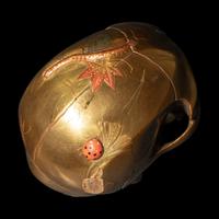A Japanese Gold Lacquered Skull Okimono, Meiji Period, Meiji Period 日本明治時代 '溪崖'款頭骨式置物