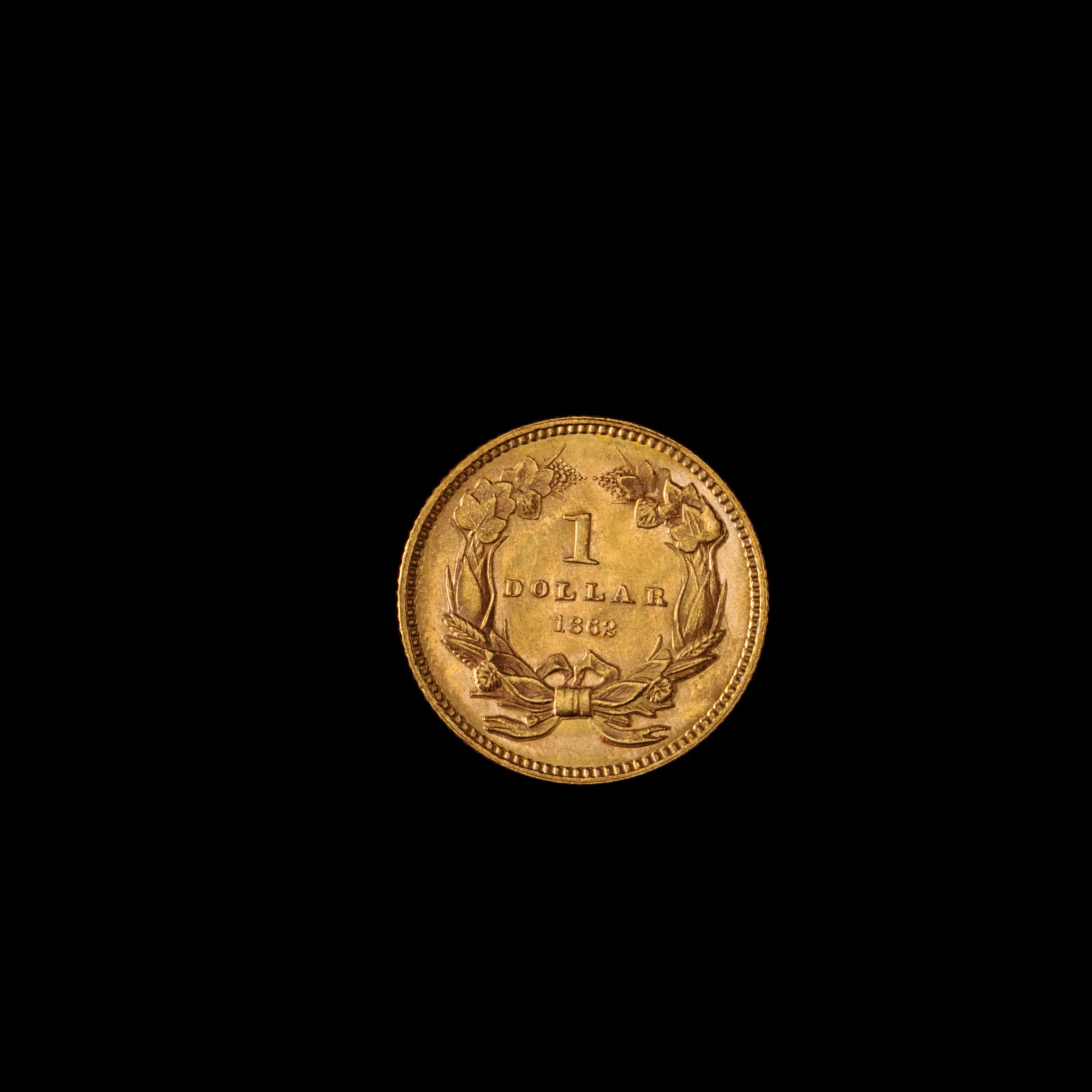 A United States 1862 Liberty Head: Type 3 $1 Gold Coin