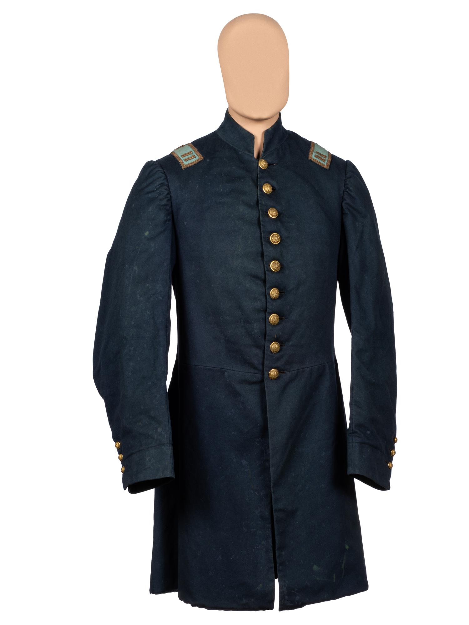 [CIVIL WAR]. Union Infantry frock coat identified to Captain W.H. Shuman, Co. I, 178th Pennsylvania regiment.