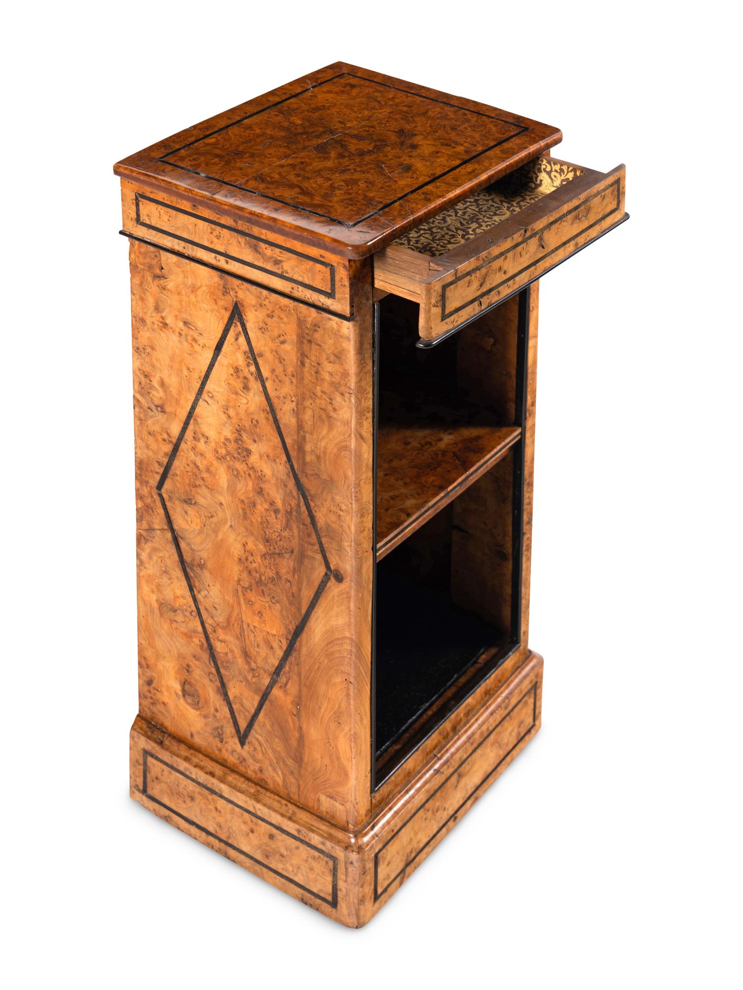 A Charles X Burlwood Pedestal Bookcase