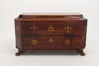 A Regency Brass Inlaid Mahogany Tea Caddy