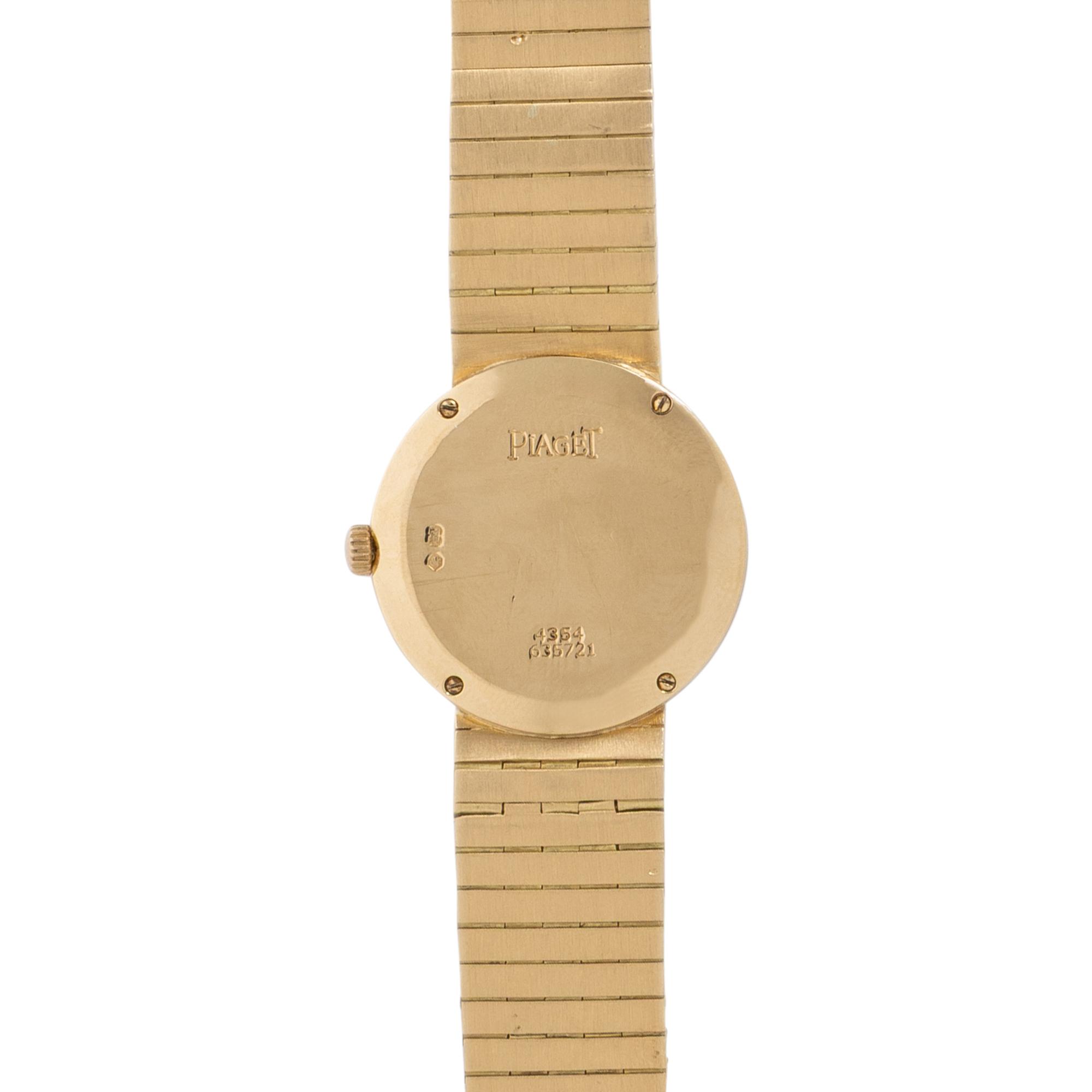 PIAGET, REF. 4354 18K YELLOW GOLD AND FACTORY DIAMOND WATCH