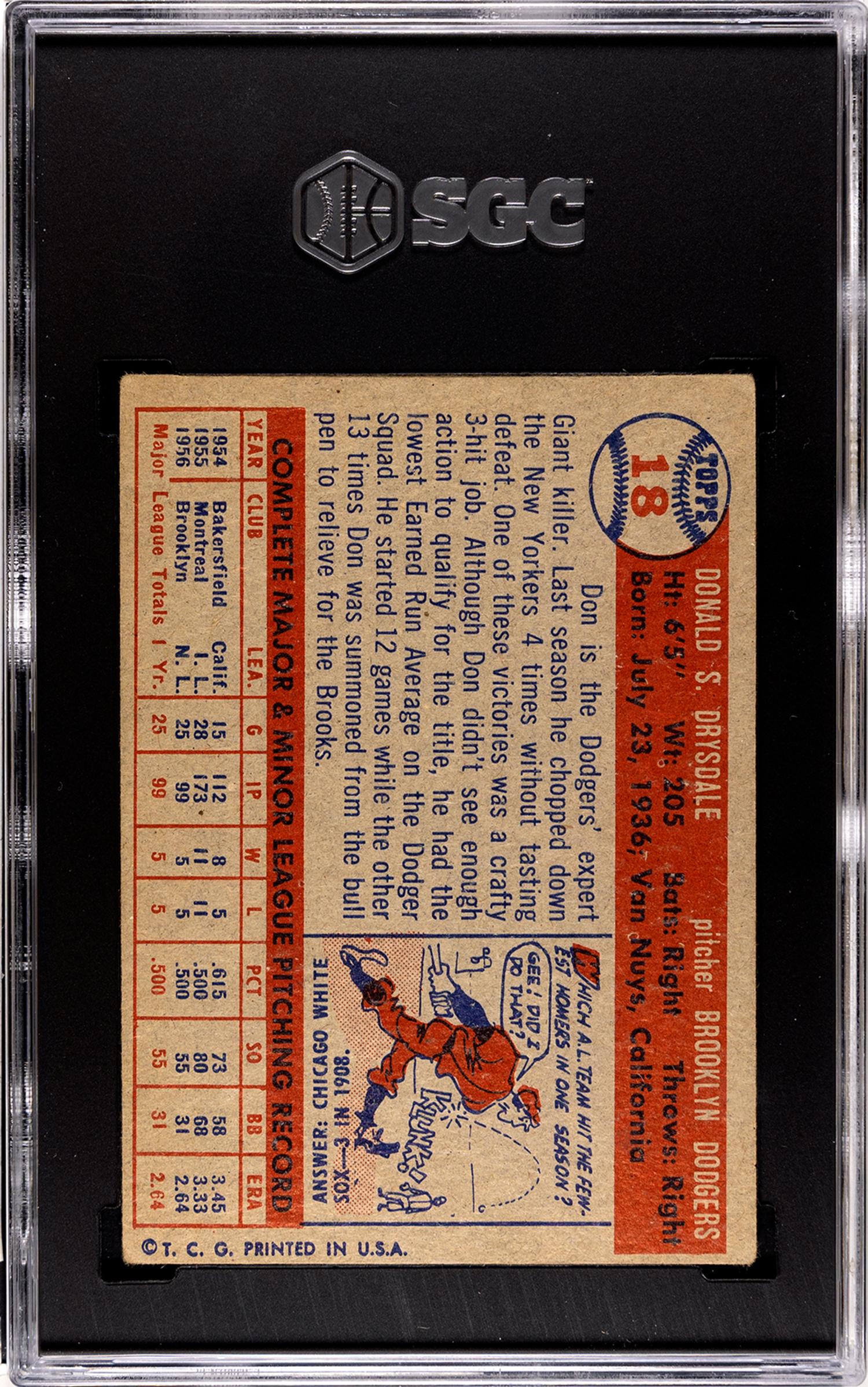 A Group of 1957 Topps Sandy Koufax, Don Drysdale and Jim Bunning Baseball Cards No. 338 (SGC 4 VG-EX)