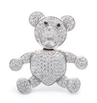 An 18 Karat White Gold and Diamond Teddy Bear Pendant, 21.80 dwts.