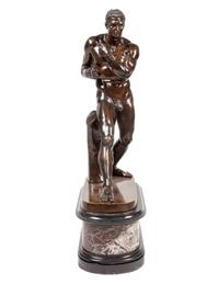 A Grand Tour Bronze Figure of a Gladiator on a Marble Base