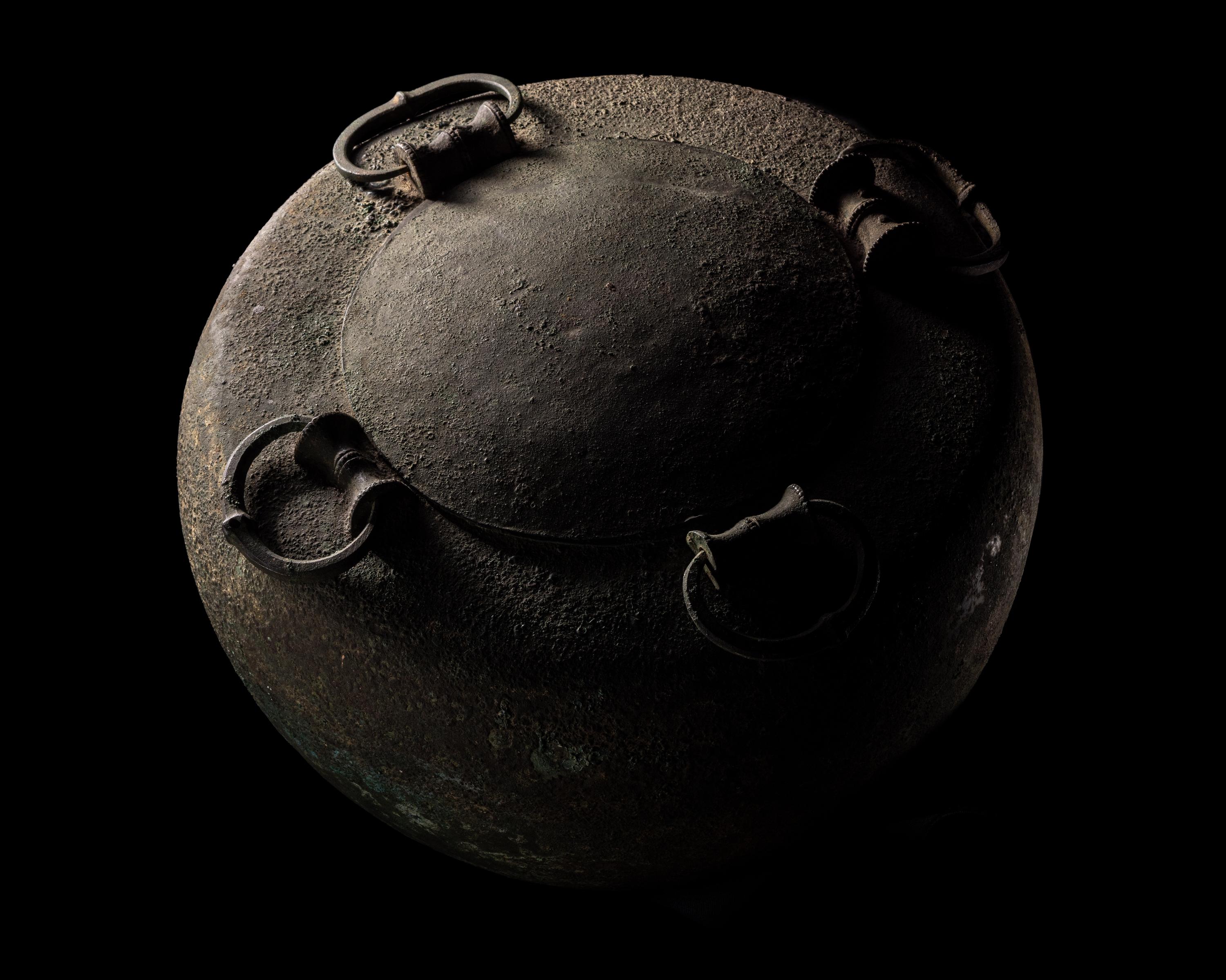 A Greek Bronze Cauldron with Lid