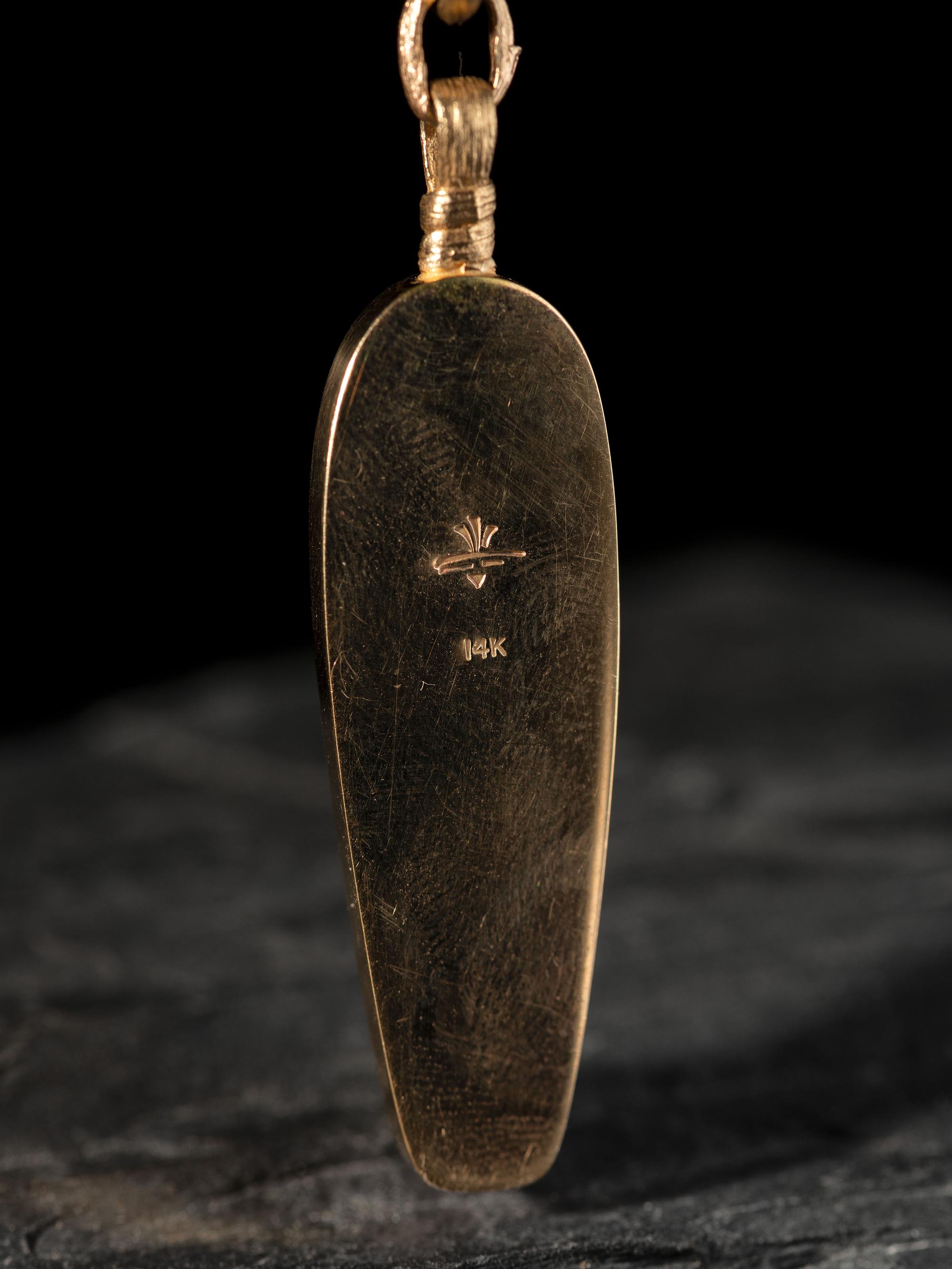 14K Gold Corn Cob Pendant, with Inlay