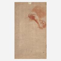 Attributed to Edme Bouchardon (French, 1698–1762) Study of a Man with Extended Arm Upright; with Study of Man's Head and Arm verso