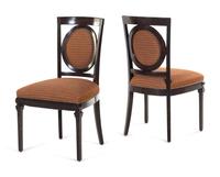 A Set of Four Modern Burl Walnut Side Chairs