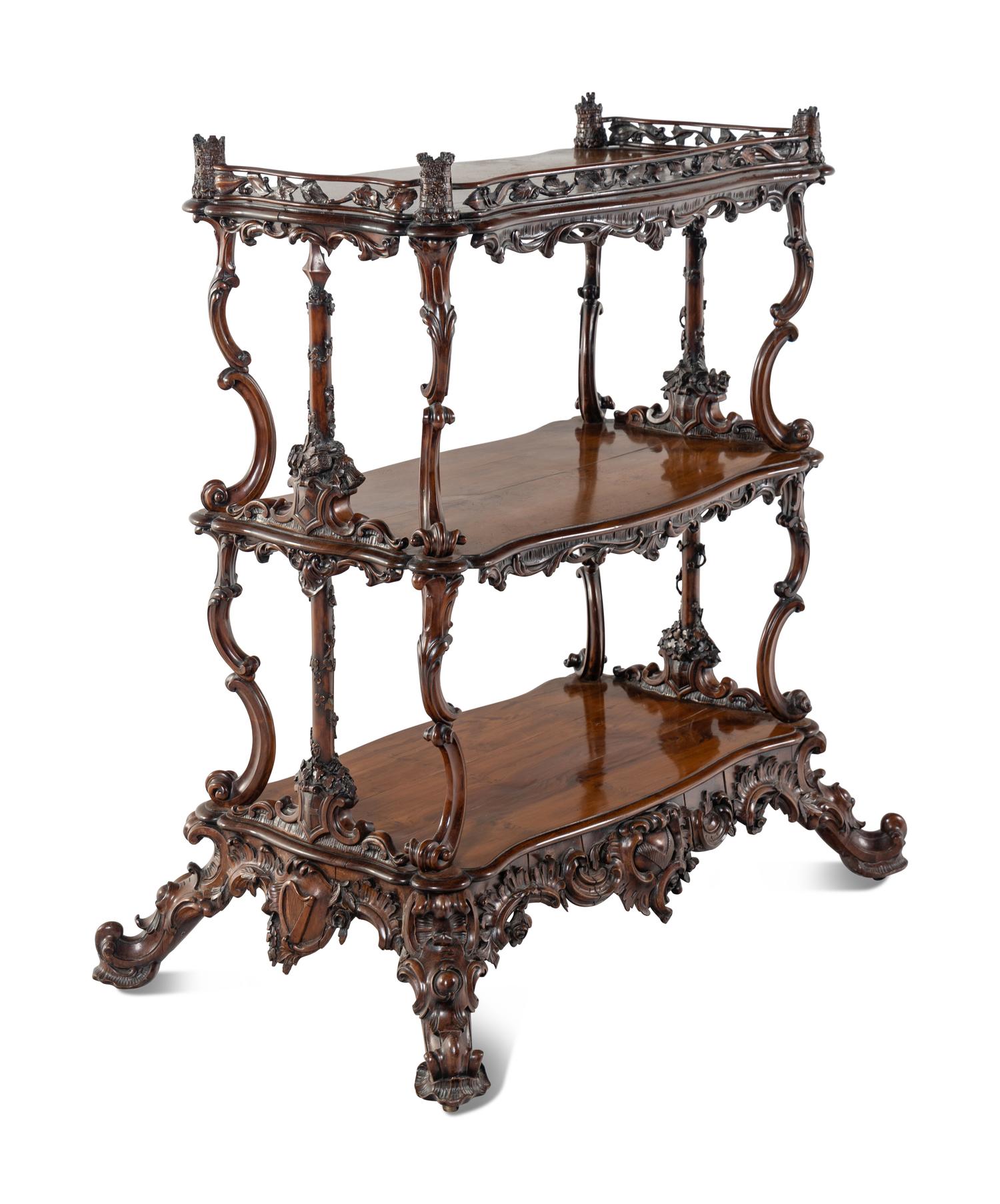 An Irish Carved Mahogany Etagere