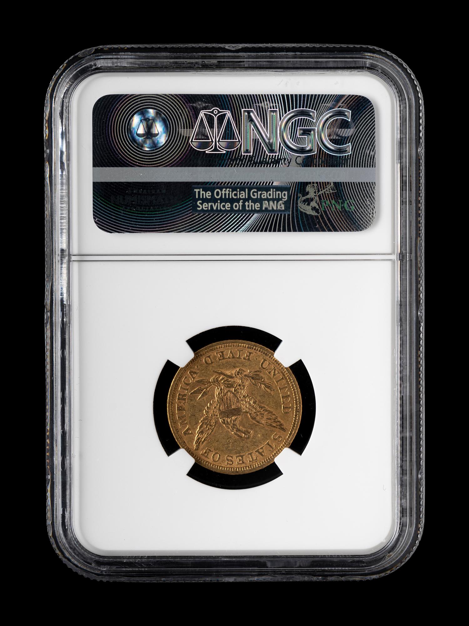 An 1853 Liberty Head $5 Gold Coin (NGC AU50)