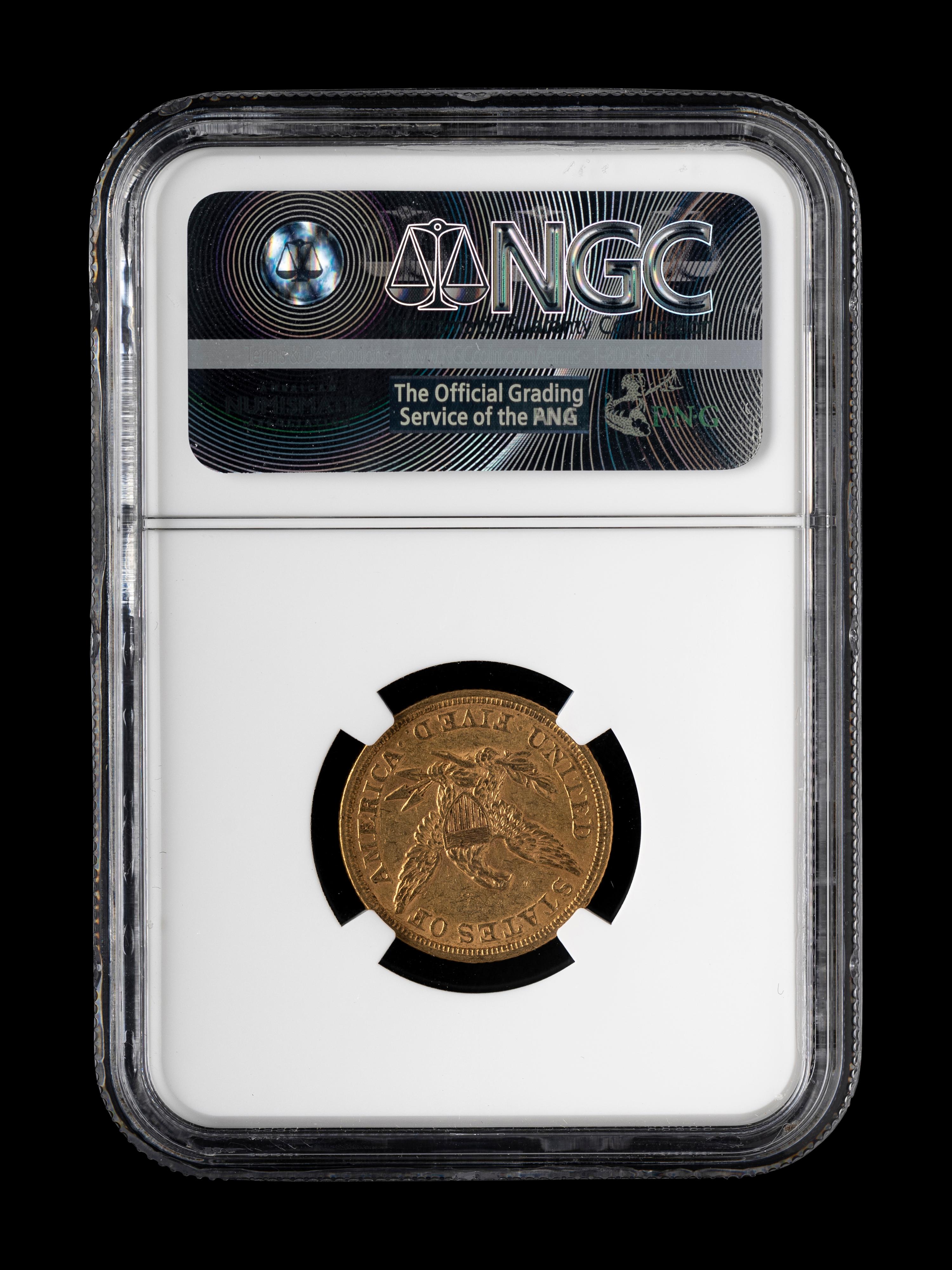 An 1853 Liberty Head $5 Gold Coin (NGC AU50)