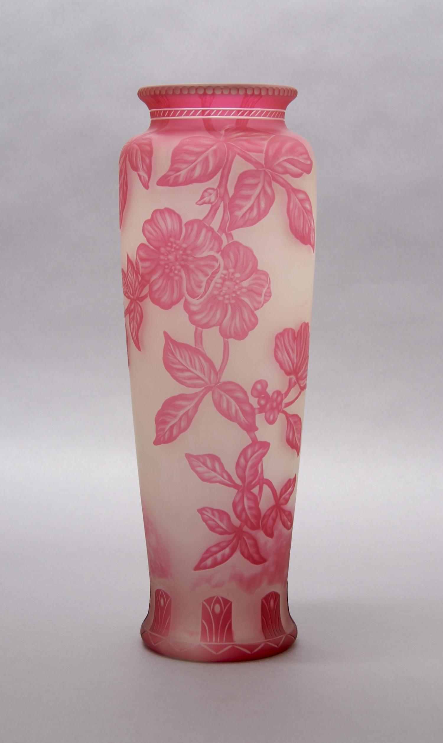 A Vessiere Cameo Glass Vase, Height 11 3/4 inches.