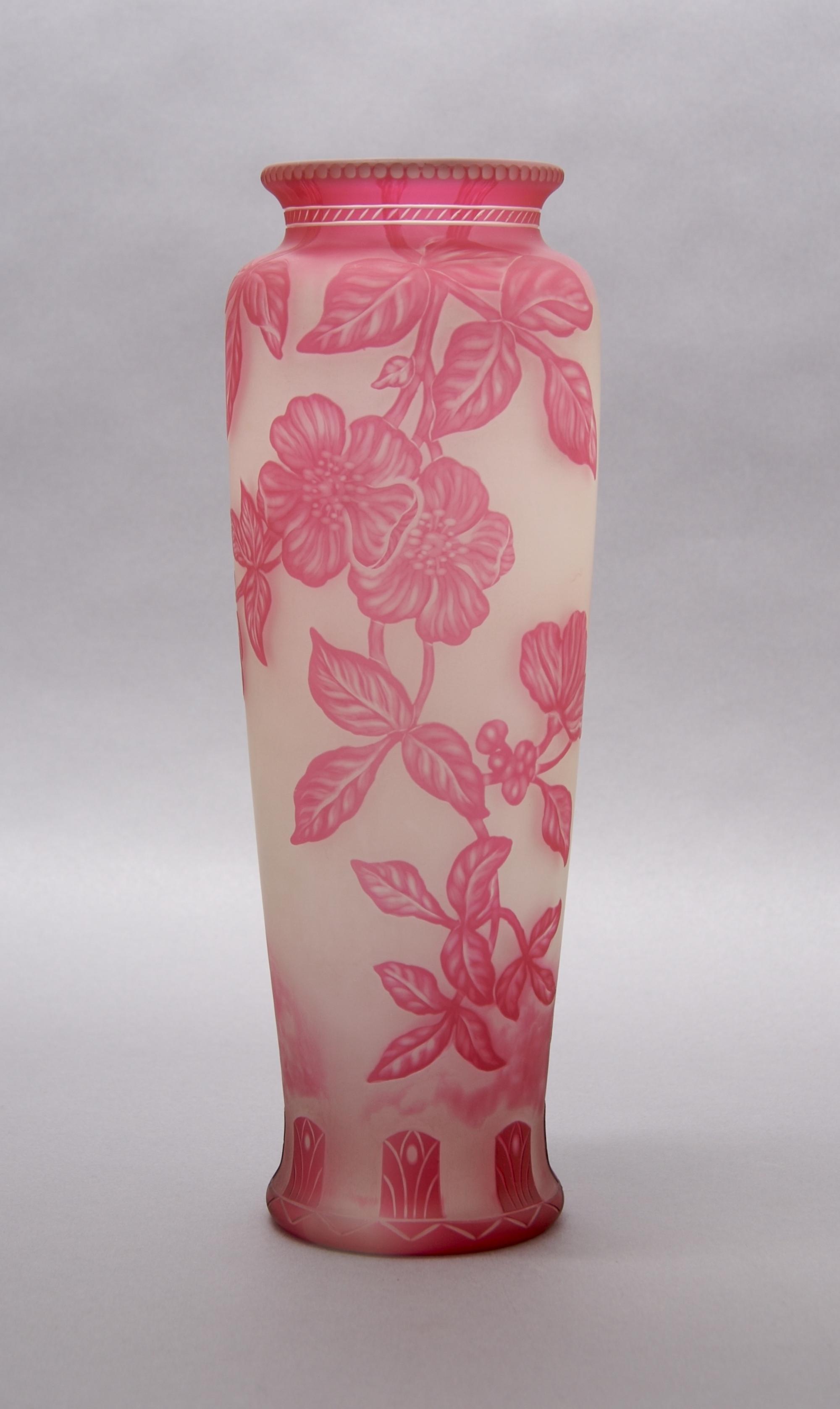 A Vessiere Cameo Glass Vase, Height 11 3/4 inches.