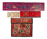 Four Chinese Embroidered Silk Panels