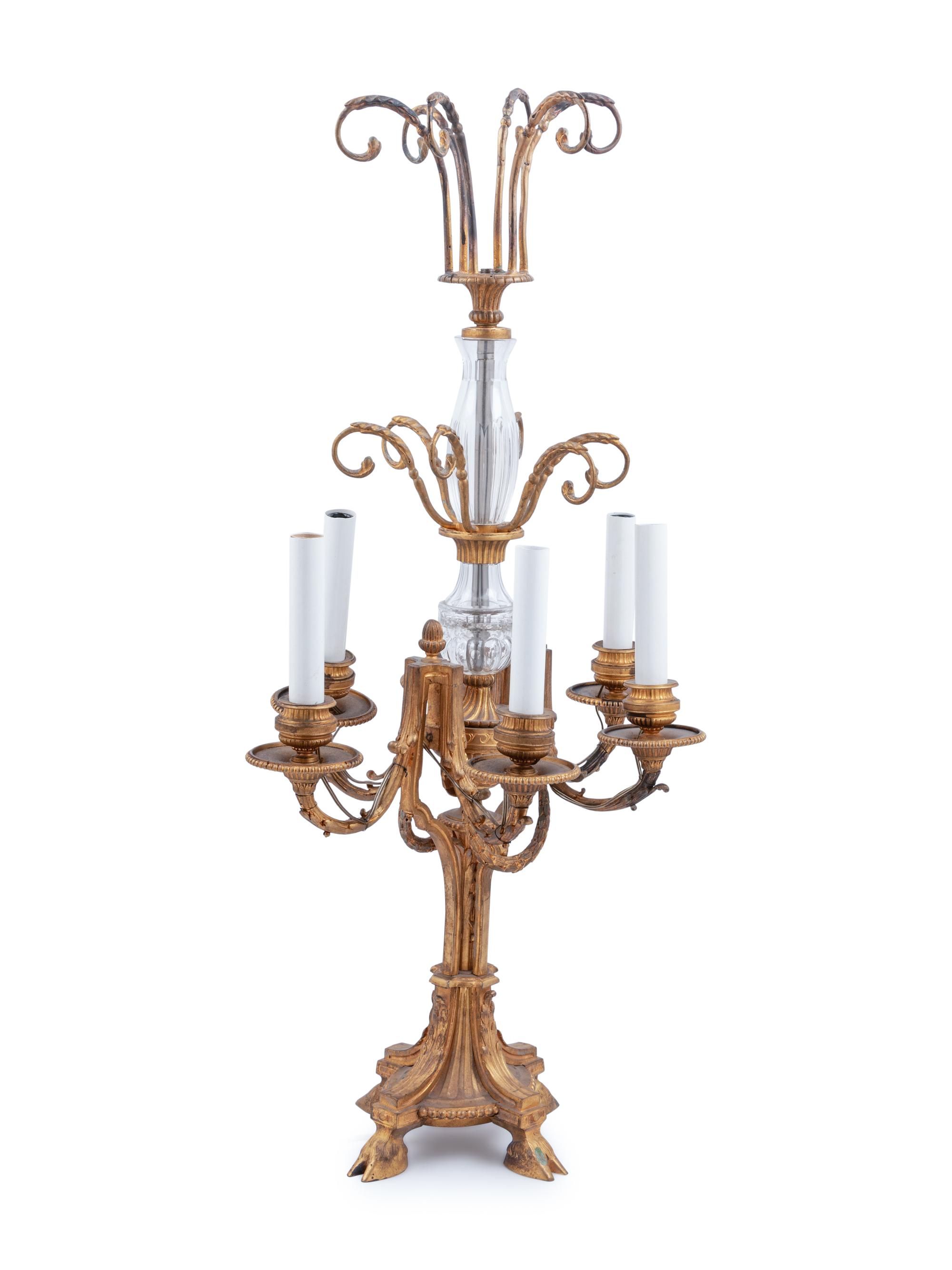 A Neoclassical Gilt Bronze Six-Light Candelabrum