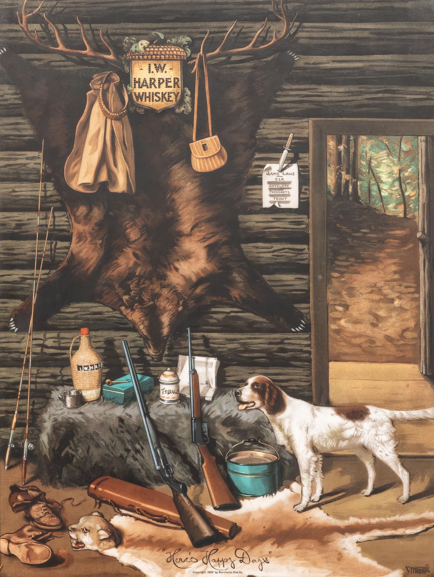 An I.W. Harper Whiskey Vitrolite Advertising Sign