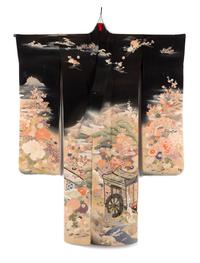 A Japanese Kuro Tomesode Kimono